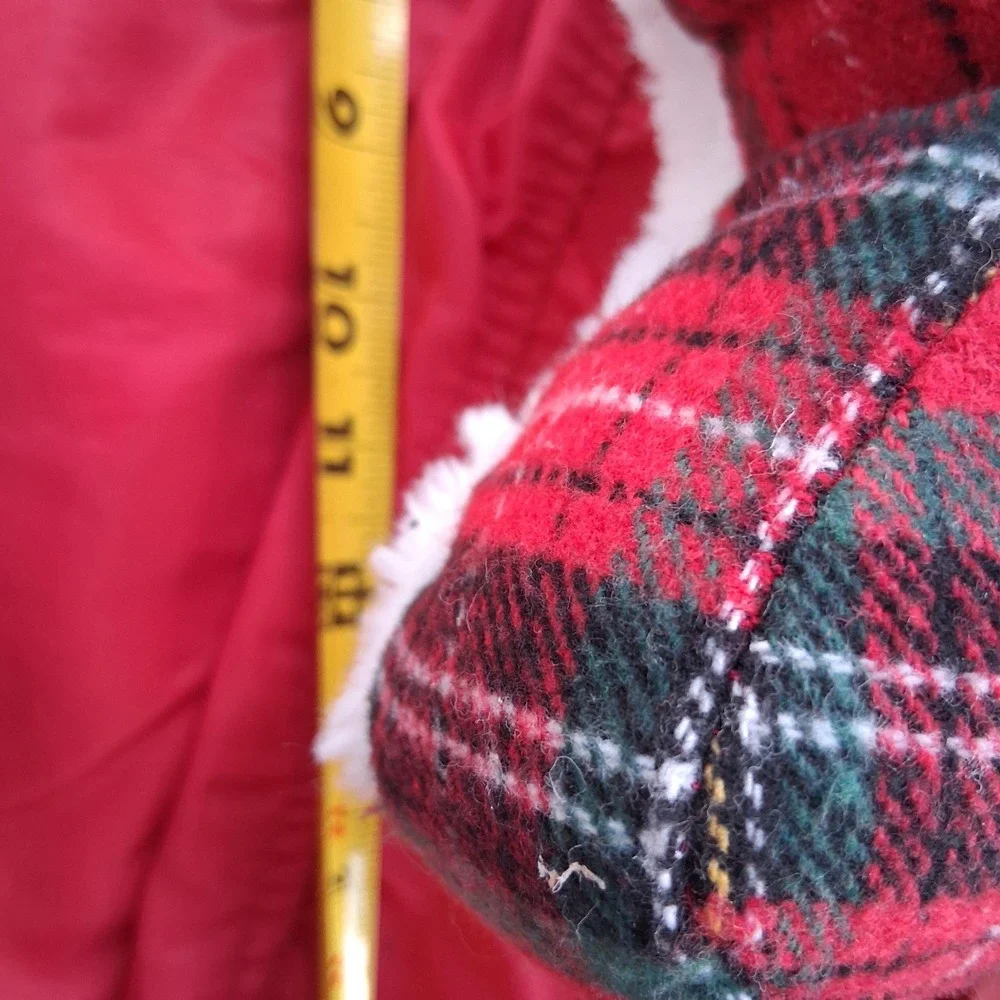 Santa's Shop Red Tartan Plaid Sherpa Christmas Tree Decorative Pillow 12x14 NEW